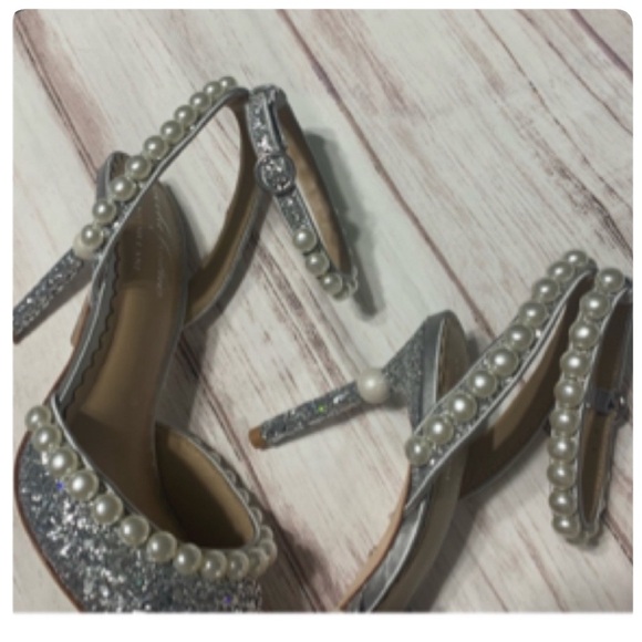 ANTONIO MELANI X NICOLA BATHIE BEBE ANKLE STRAP GLITTER PEARL DETAIL PUMPS NWT - Picture 6 of 13